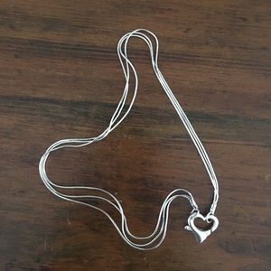 Silver Strand Necklace Heart Clasp